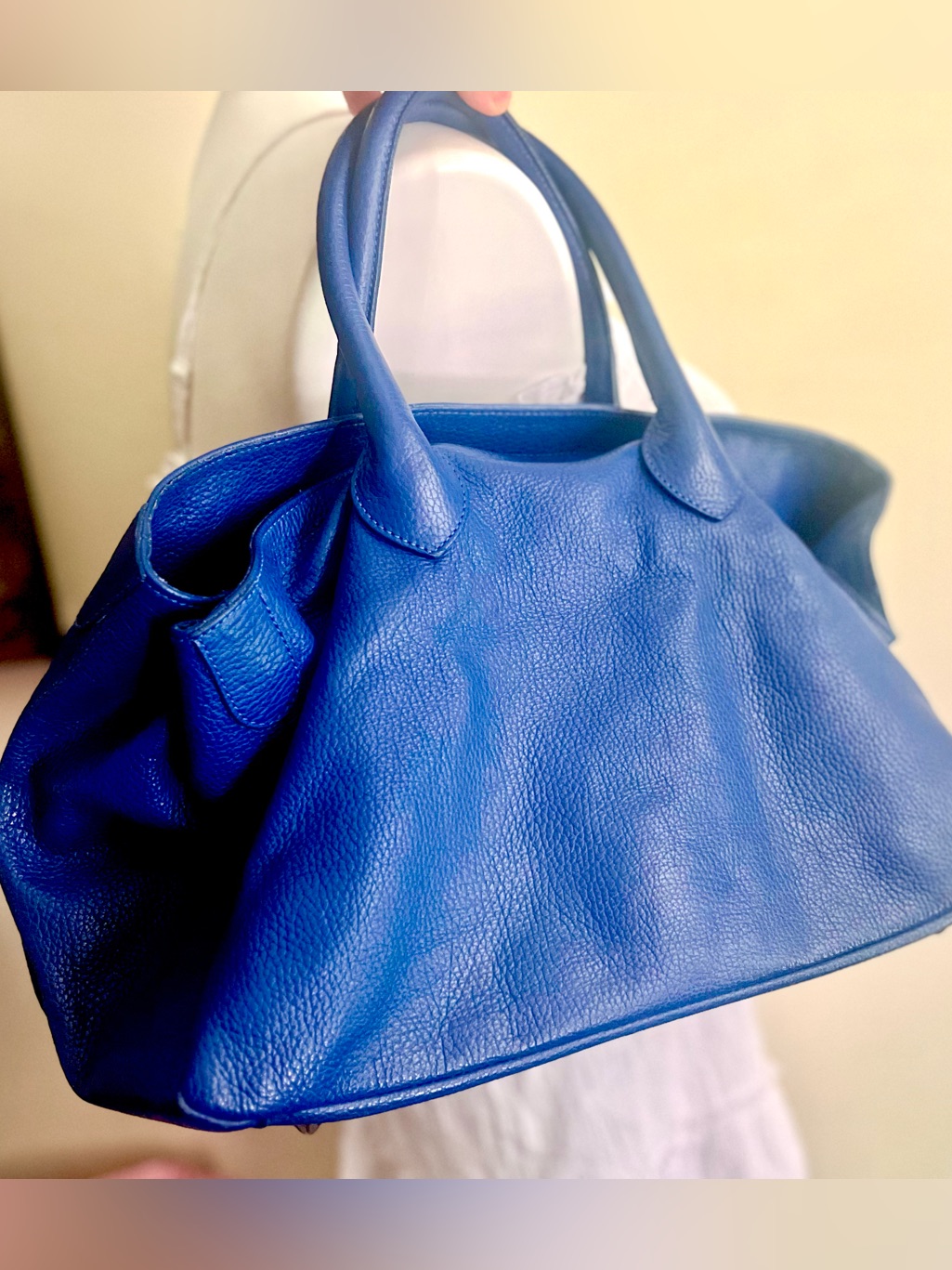Mark & Graham Cobalt Blue Pebbled Leather Elisabetta Bag